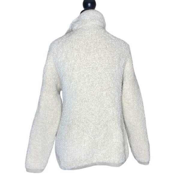 Aerie Wm’s Sz Sm Cream Beige Fuzzy Quarter Zip Pull Over Sweater Jacket - Picture 3 of 3